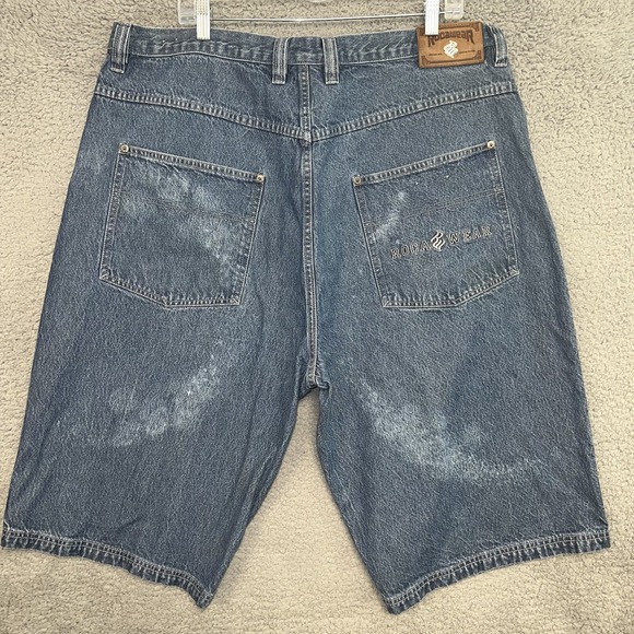 VTG RocaWear Denim Shorts Men's 42(39) x 13 Blue Classic Fit Baggy Y2K Embroider - Picture 2 of 10